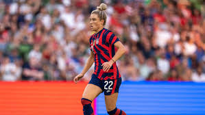 Women's national team midfielder kristie mewis (22) watches a replay of her shot at the goal that didn't go in during the second half of 2021 summer series match against the jamaica. Comeback Complete Kristie Mewis Reflects On Dream Olympic Call Up Houston Dynamo