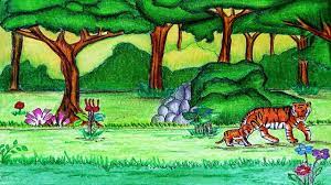 Forest Drawing How To Draw A Forest Scene Step By Step Youtube Forest Drawing Jungle Drawing Drawings