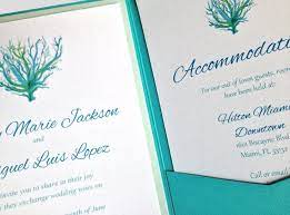 Coral Wedding Invitation Pocketfold Set Beach Wedding Invitation Kit Quot Sea Co Coral Wedding Invitations Wedding Invitation Kits Beach Wedding Invitations