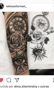Clock Eye Rose Tattoo Tatuagem Masculina Tatuagem Masculina Braco Tatuagem Coxa Masculina