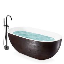 Check spelling or type a new query. Akdy Bt0206 42 33 5 In W X 66 9 In L Taupe Brown Wood Pattern Acrylic Oval Back Center Drain Freestanding Soaking Bathtub And Faucet Included In The Bathtubs Department At Lowes Com