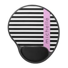 Black And White Striped Mouse Pad Your Name Stripes Striped Pattern Black Pink Gel Mouse Pad Black Gifts Unique Cool Diy Customize Personalize Stripes Pattern Black Pink Stripes