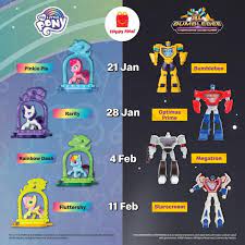 My soon to be 4 year old is obsessed with this show since december. Mcdonald S Happy Meal Free My Little Pony Transformers Promotion 21 January 2021 17 February 2021 In 2021 Happy Meal Happy Meal Mcdonalds My Little Pony