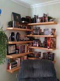 Staggered Corner Book Shelves In 2020 Small Home Offices Home Shelves