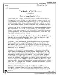 Wiesel Perils Of Indifference Page 1 Of 5 Woo Jr Kids Activities Reading Comprehension Worksheets Comprehension Worksheets Reading Comprehension