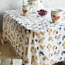 Jacques Pepin Collection Assorted Chickens Tablecloth Sur La Table Jacque Pepin Chickens Table Cloth