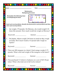 Find the mistakes, solve them correctly, and explain your thinking. Multiplying Decimals Word Problems Worksheet
