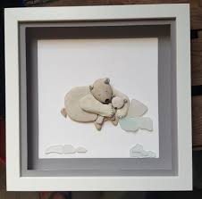 Bear Picture With Teddy Bear Art Design With Pebbles And Glass Of The Sea Pebble Art Family Pebble Art Bear Art