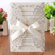 Amazon.de: Hosmsua 20x Silber Hochzeit EinladungsKarten Für Lasercut  Elegante Blume Spitze Glückwunsch Einladung Karten , 20 Stück inkl  Umschläge (Silberfarbener Glitzer)