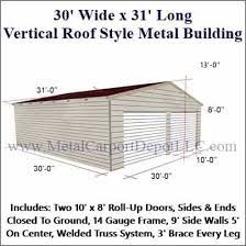 30 X 31 Metal Garage Vertical Roof Steel Building Metal Carport Depot