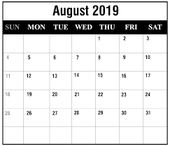 August Calendar 2019 Template Calendar Word August Calendar Calendar Printables