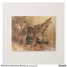 Wild Brown Howling Wolves Jigsaw Puzzle Zazzle Com Wolf Howling Jigsaw Puzzles Custom Puzzle