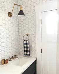 Black And White Hexagon Tile Bathroom Instagram Photo By Schoolhouse Electric Jun 7 2016 At 7 16pm Utc Bathroom Tile Designs Bathroom Decor Bathrooms Remodel