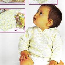 Machine Knitting Infant V-neck Sweaters Pattern Sizes 6 Months to 4T