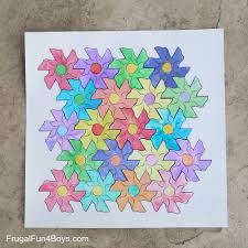 Cat tessellation pattern in multiple colors. Flower Tessellation Activity For Kids With A Printable Template Frugal Fun For Boys And Girls