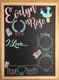 Babys First Year Girl Monthly Milestone Chalkboard Re