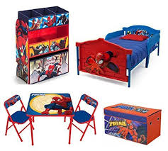 Toy Storage Ideas Marvel Spider Man Toddler Bedroom Bundle Set 3d Bed Toy Bin Organizer Activity Table Chair Chair Storage Toddler Bedrooms Toy Bin Organizer
