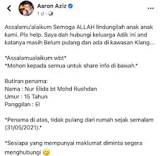 Laporan orang hilang portal resmi pemerintah kota depok. Gadis 15 Tahun Didakwa Hilang Yang Dikongsi Aaron Aziz Ditemui Di Rumah Kekasih Gempak