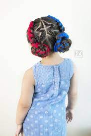 4th Of July Yarn Braid Hairstyle 4thofjulyhair Redwhitebluehair Starcornrows Starbraids Festivehair M Kids Hairstyles Little Girl Hairstyles Yarn Braids