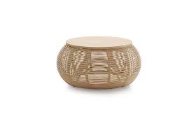 28'' l x 28'' w. Vivi Rattan Coffee Table With Oak Top Fabiia Dubai Uae