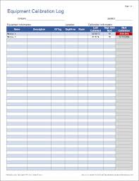 Equipment Calibration Log For Excel