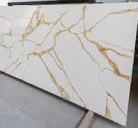Polished Calacatta Gold Artificial Crystal White Quartz Stone Slab