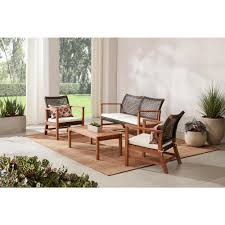 Hampton Bay Clover Cay 4 Piece Wicker Outdoor Patio Conversation Seating Set With Off White Cushions Tb1803wakd The Home Depot In 2020 Conversation Set Patio Outdoor Lounge Furniture White Cushions