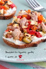 Recette De Bruschetta Aux Legumes Sautes Et Au Thon Creme De La Vache Qui Rit