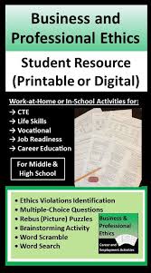 Business Professional Ethics Activities Printable And Or Distance Learning In 2020 Business Ethics Student Resources Ethics