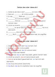 Dabei spielen diese deutschen wörter ganz unterschiedliche rollen im satz: Arbeitsblatt Das Dass Deutsch Grammatik