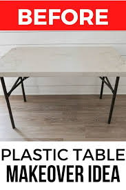 How To Makeover A Plastic Folding Table Idea Diy In 2020 Table Makeover White Plastic Table Plastic Tables
