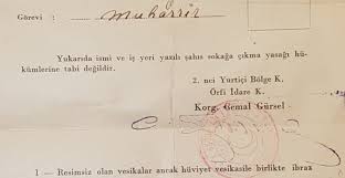 Peki sokağa çıkma yasağından kimler muaf olacak? 1960 Darbesi Cemal Gursel Imzali Sokaga Cikma Yasagi Izin Belgesi Bayrak Muzayede