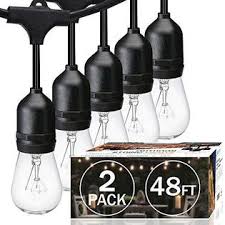 Sunthin 1vy856q Sunthin Pack Of 2 48ft String Of Lights With 15 X E26 Sockets And Hanging Loops 18 X 11 Watt S14 Bulbs 3 Spares Indoor Outdoor