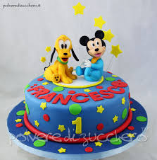 Torta Decorata Per Un 1 Compleanno Con Baby Topolino E Baby Pluto Disney In Pasta Di Zucchero Torte Torta Disney Torta Di Topolino