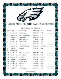 Printable 2020 2021 Philadelphia Eagles Schedule
