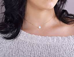 Opal Necklace Moonstone Necklace Delicate Gold Chain Necklace Gold Opal Bead Gemstone Necklace Simpl Mondstein Halskette Opal Halskette Halskette Edelstein