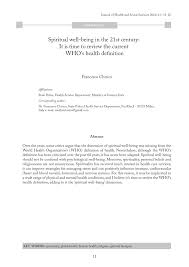 Pdf Spiritual Well Being In The 21st Century It S Time To Review The Current Who S Health Definition