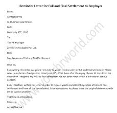 Mar 17, 2020 · mba recommendation sample letter from an employer. Reminder Letter For Full And Final Settlement To Employer