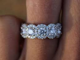 4 38 Carat Tw Diamond Halo Eternity Band Anniversary Gift For Women Anniversary Bands Luxury Jewelry Raven Fine Jewelers Wedding Rings For Women Diamond Wedding Bands Diamond Bands