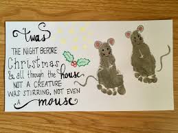 Christmas Footprint Art Diy Twas The Night Before Christmas Mouse Craft For Baby Keepsake Christmas Footprint Crafts Baby Footprint Art Baby Footprint Crafts