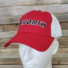 Mens Worth Fitted Hat Size L Xl Mesh Polyester Blend Red White White Baseballcap Casual Fitted Hats Hat Sizes Hats