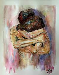 Couple Hug Art Artist Painting Painter Watercolor Aquarelle Couple Hug Illustration Drawing Muzej