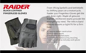 Raider Bcs 500 M Black Leather Fingerless Mens Motorcycle Premium Driving Gloves Medium