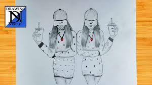 Experiment with deviantart's own digital drawing tools. How To Draw Two Girls Best Friend With Coffee Easy Drawing Pencil Drawing Girls Drawing Youtube
