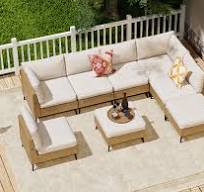 Amazon.com: SUNCOZE Outdoor Sectional Furniture, 8 Pieces Outdoor Patio  Furniture Sets PE Rattan Wicker Sofa Set, All Weather Patio Conversation  Set ...