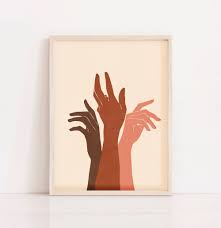 Abstract Hands Art Print Black Girl Poster Stay Together Etsy Hand Art Art Prints Boho Wall Art