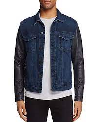 J Brand Scorpius Leather Sleeve Denim Jacket Men Bloomingdale S Denim Jacket Leather Sleeve Jackets