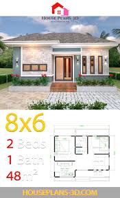 House Plans 3d 8x6 With 2 Bedrooms Hip Roof House Plans 3d House Plans House Plans Mansion House Plan Gallery