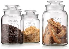 Anchor hocking® heritage hill clear glass canister with lid. Buy Set Of 3 Clear Glass Canister Jars With Tight Lids For Kitchen Or Bathroom Food Storage Containers In Cheap Price On Alibaba Com