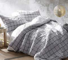Condition is new with tags. Frayed Edgings Twin Xl Duvet Cover White Gray